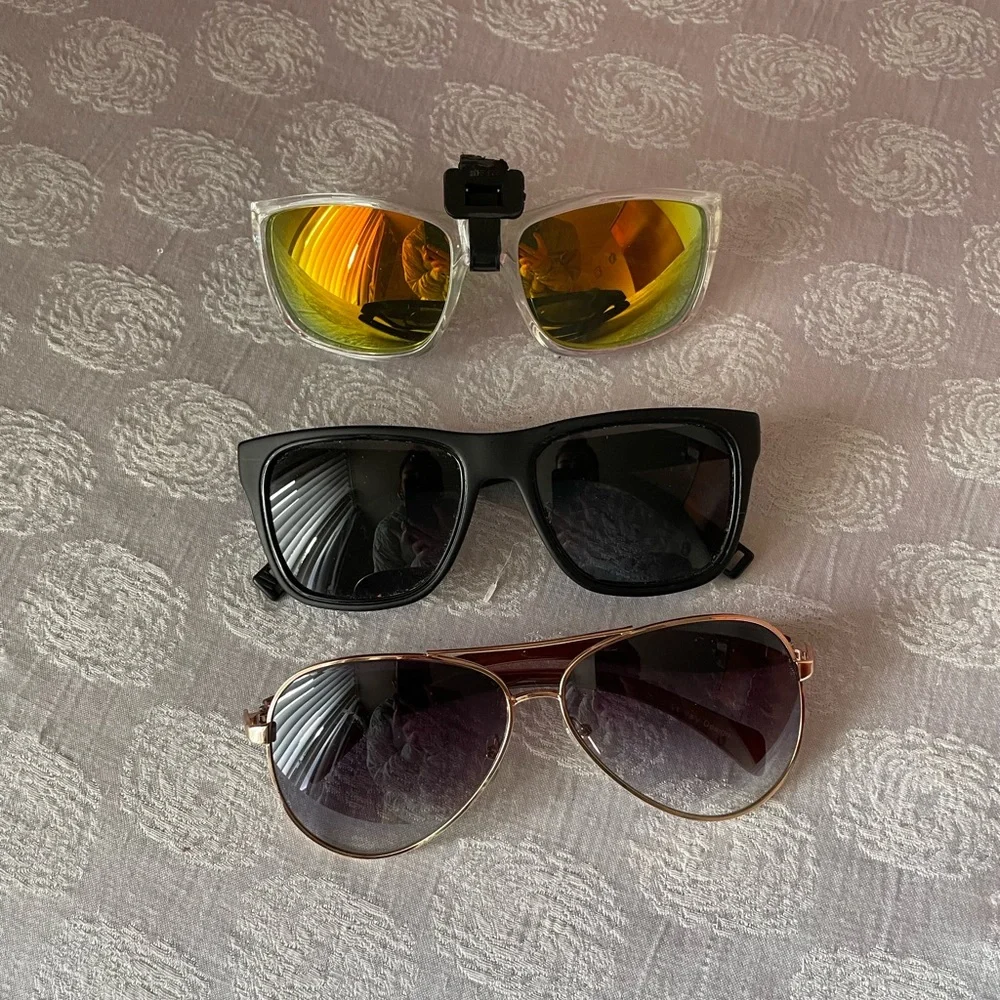 Stylish Sunglasses Trio - Black, Gold, Silver